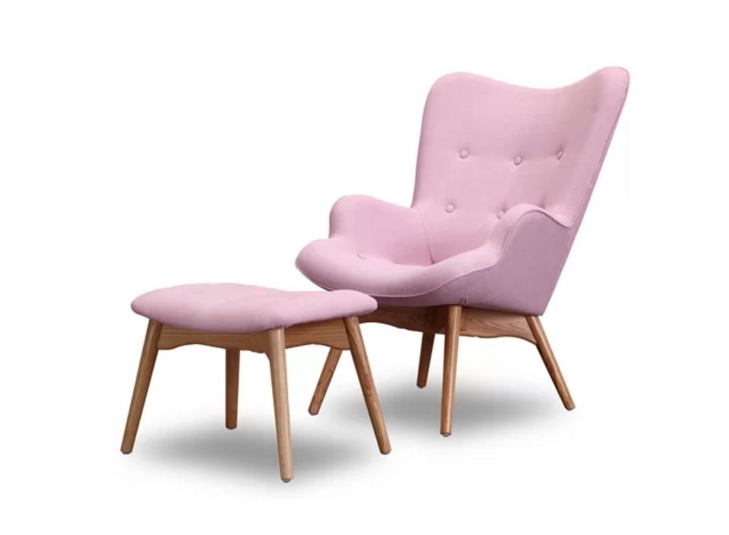 Ali mid-century wingback chair and ottoman on sale at AllModern