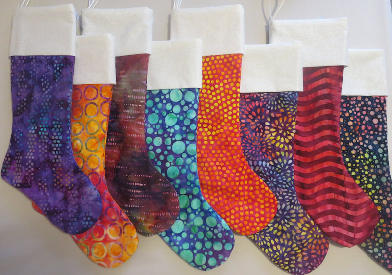 Cool modern Christmas stockings on Etsy: Personalized Batik Christmas Stockings by Sew Happy Life