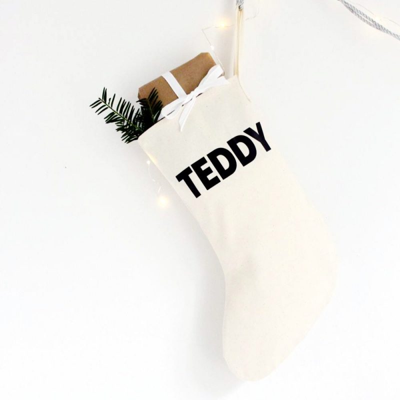 Cool modern Christmas stockings on Etsy: Personalized Christmas Stocking by Bye Bye Birdie England