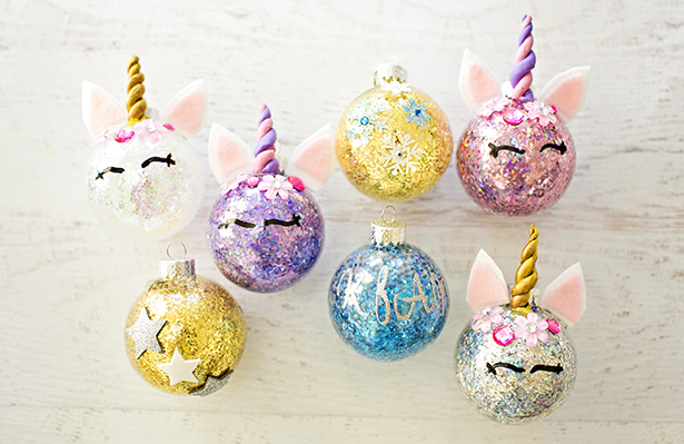 DIY Christmas gifts from the kids: Sparkle unicorn ornaments at Hello Wonderful