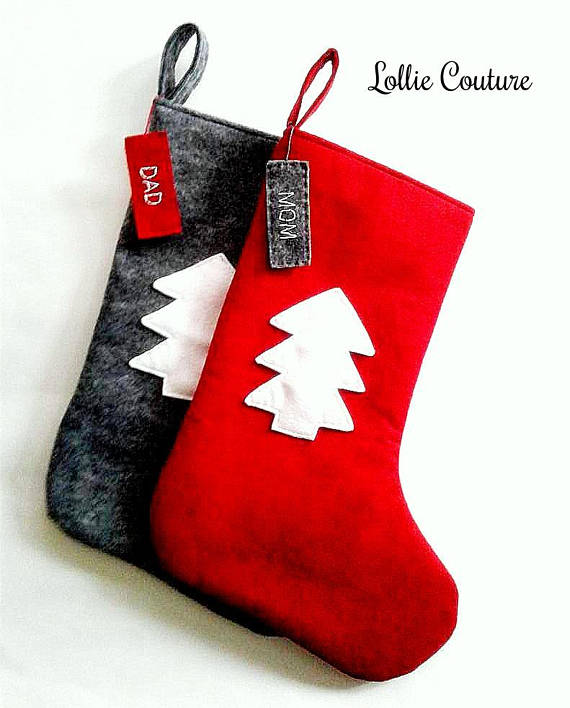 Modern-rustic wool felt Christmas stockings on Etsy