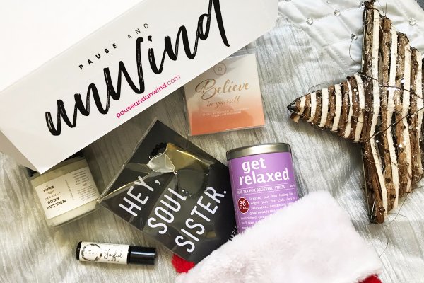 Pause and Unwind gift set filled entirely with products from women-owned companies: Self-care gifts