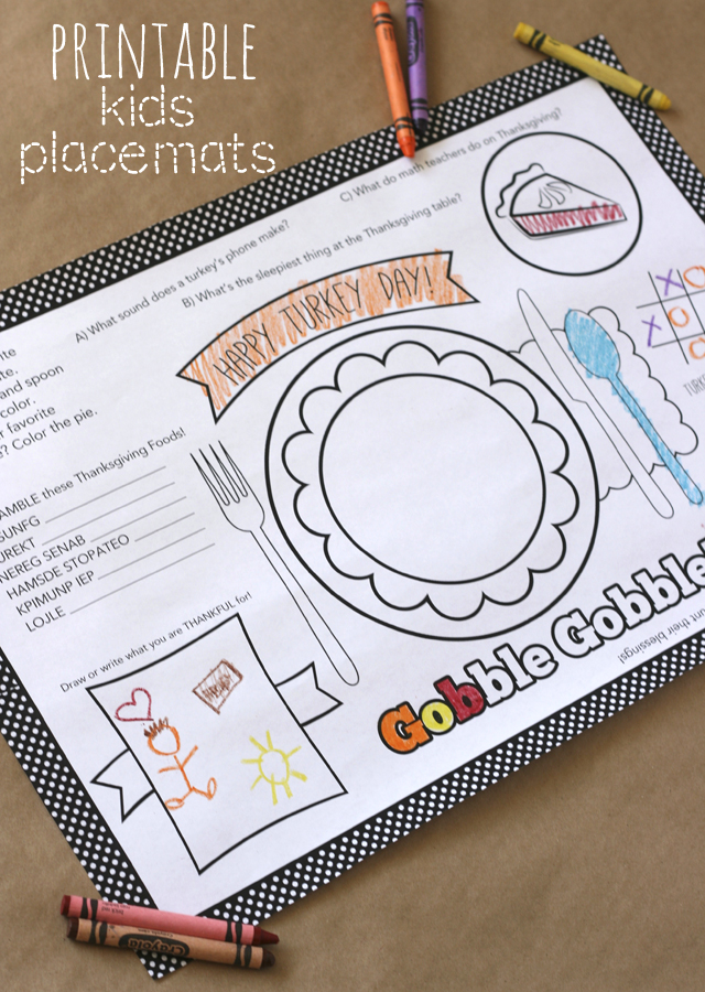 Thanksgiving activity printables: Printable Thanksgiving Placemat Printable | My Sister's Suitcase Blog 