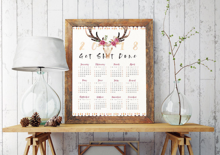2018 printable calendars: Printable Watercolor Calendar by Design Your Love