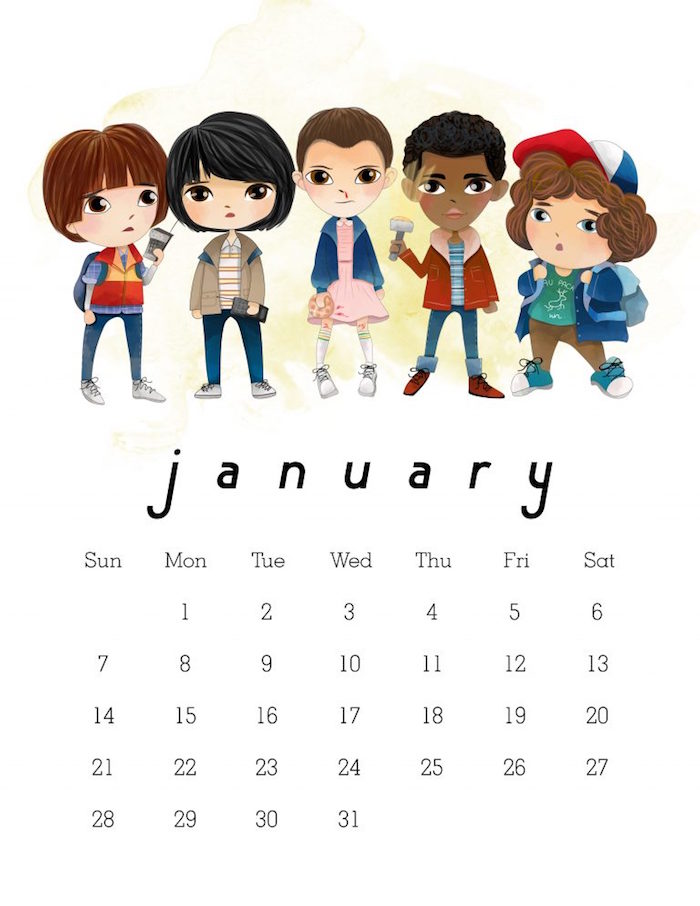 2018 printable calendars: Free Printable Stranger Things Calendar by The Cottage Market