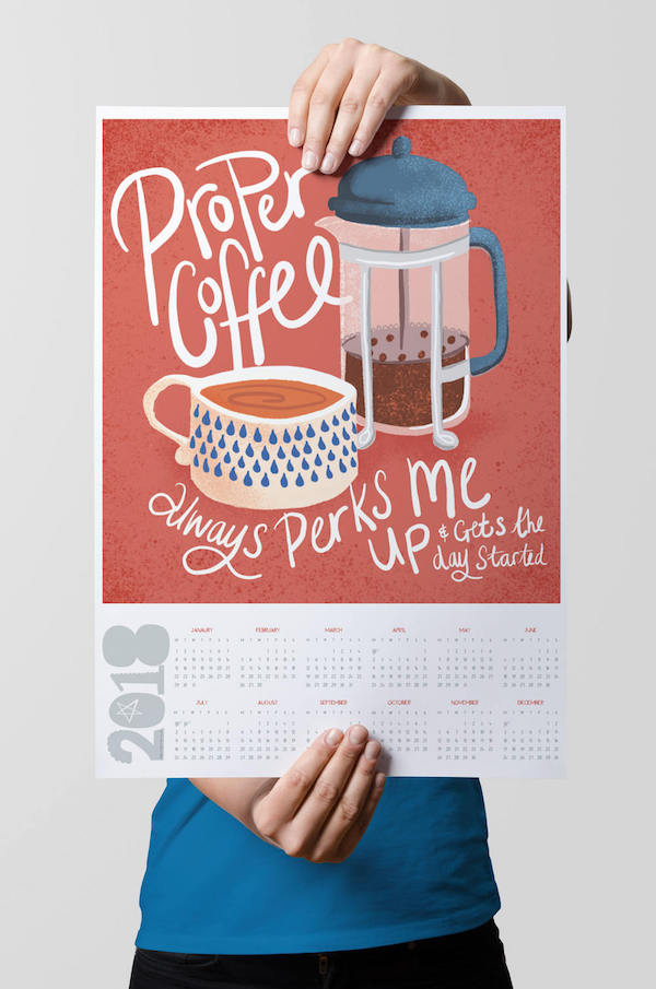 2018 printable calendars: Digital Coffee Poster by Sam Osborne Store