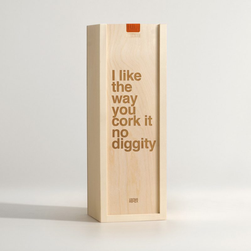 Funny hostess holiday gifts: Rap Lyrics Wine Box by Artificer Wood Works