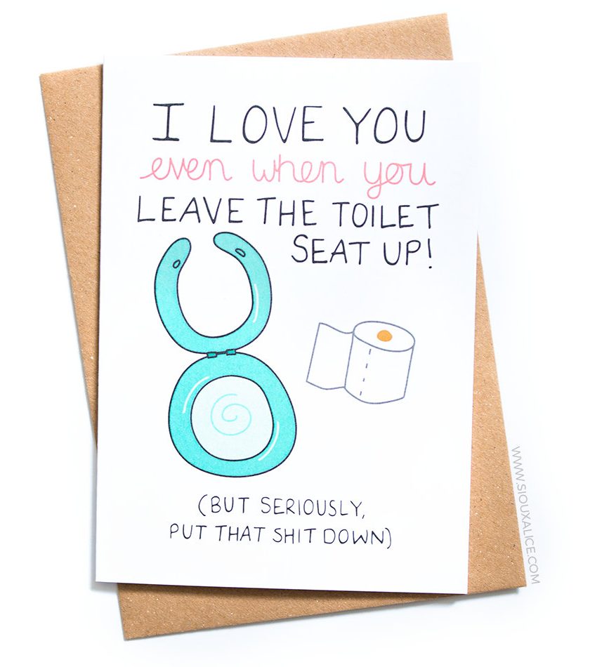 Funny Valentine's Day cards | Toilet seat Valentine's day card by Sioux Alice 