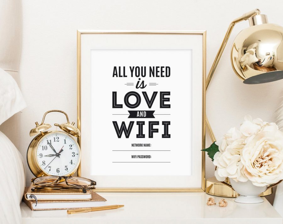 Things to put in a guest room: Wifi Password sign at Bliss Paper