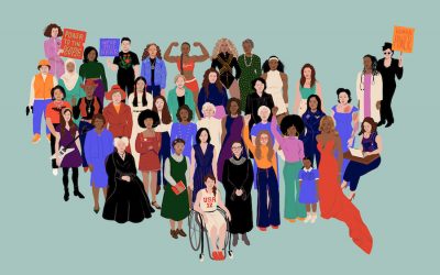 Artwork honoring the diverse women whose shoulders we all stand on.