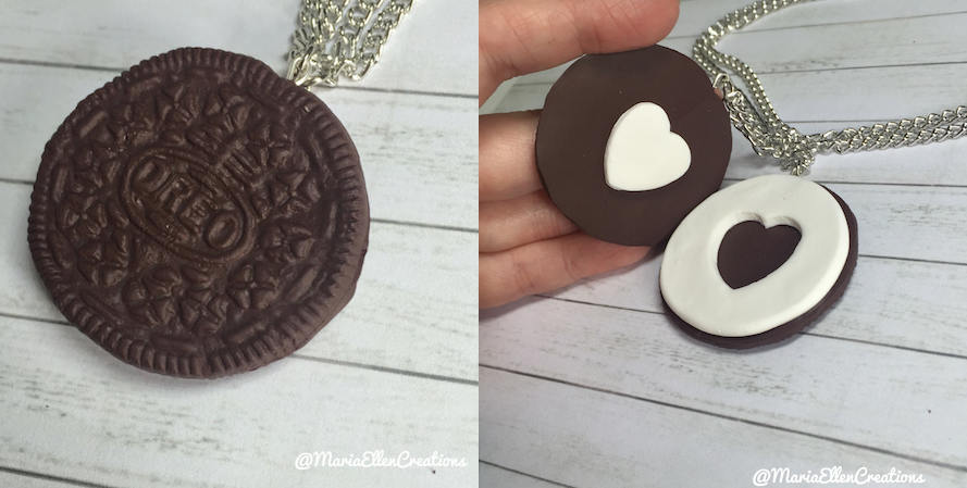 Cool best friend necklaces: Oreo Cookie Heart Necklace by Maria Ellen Creations