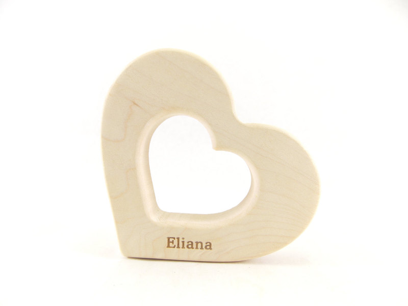 Valentine's Day gifts for babies: Personalized Organic Baby Heart Teether by Bannor Toys