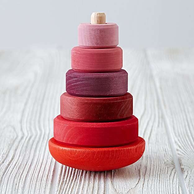 Valentine's gifts for kids under $15: A wobbly pink and red stacking toy