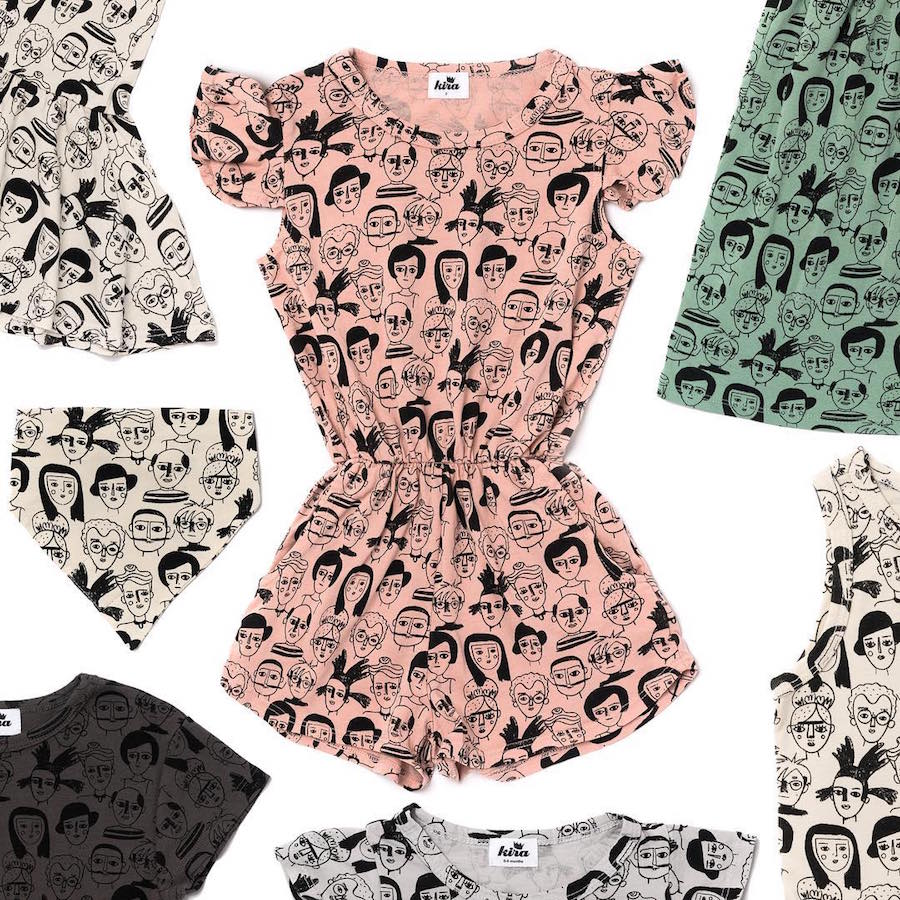 The Artists in History print is featured in Kira Kids' new spring collection