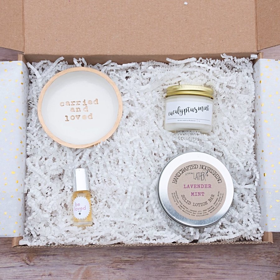 Thoughtful gifts after a miscarriage: Self care box at Lemons and Confetti