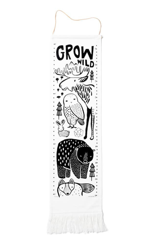 Black and white baby gifts: The adorable Wee Gallery growth charts come in 4 fab styles