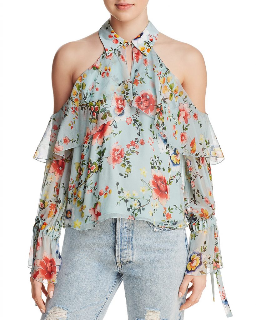 Floral print cold shoulder silk top: On trend for spring fashion, but would you wear it? | Cool Mom Picks