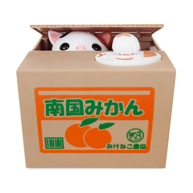 Alternative coin banks for kids: Cat in a box coin bank | the MOMA store