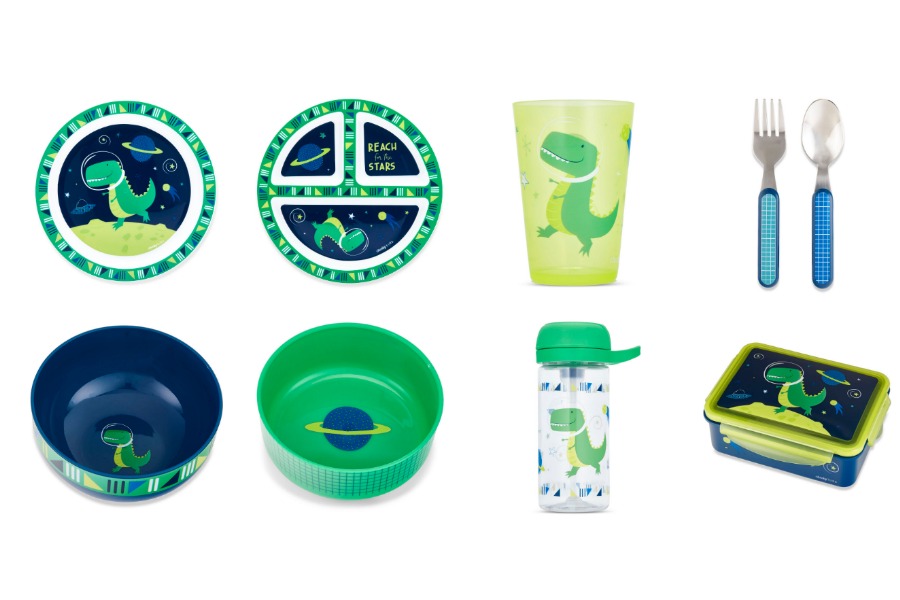 Cheeky Kids space dinosaur mealtime sets by Ayesha Curry: Each purchase feeds one hungry child