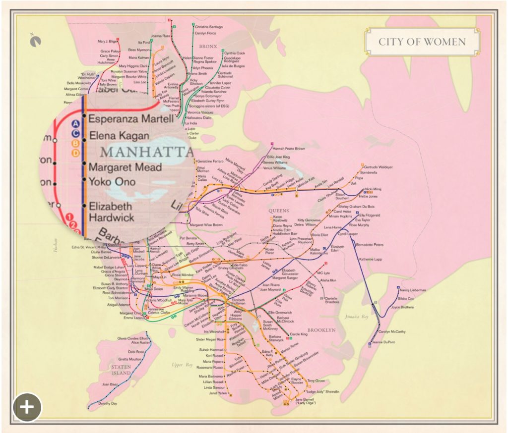 City of Women NYC subway map: Mouse over it and see what NYC would look like if stops were named for women, and not streets and men | cool mom picks