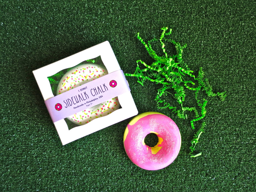 Donut shaped sidewalk chalk from Tweemade. Cute gift for kids!