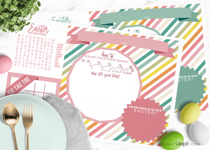 Free Easter printables: Kids' activity placemat by Somewhat Simple