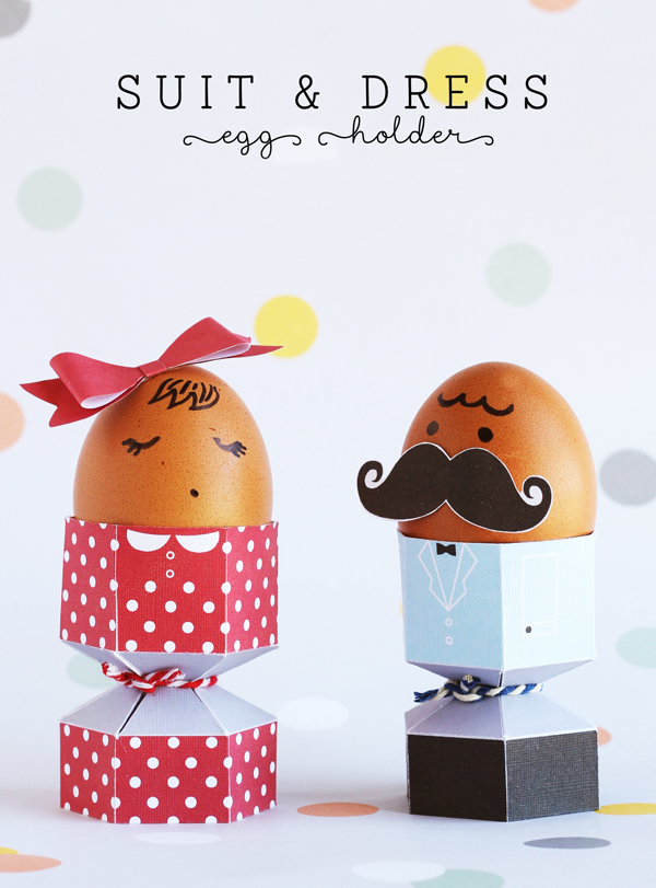 Free Easter printables: Suit and Dress Egg Holder Printables by A Subtle Revelry