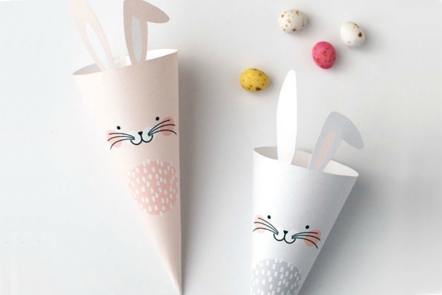 Free printable bunny treat cones for Easter from We Are Scout