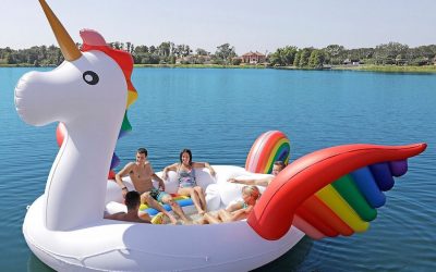 You obviously need a boat-sized rainbow unicorn pool float this summer. And now, they’re back in stock!