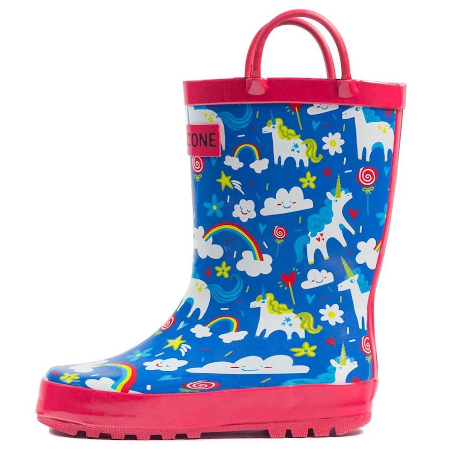 Spring rain boots for toddlers under $30: Unicorns and Rainbows by Lone Cone