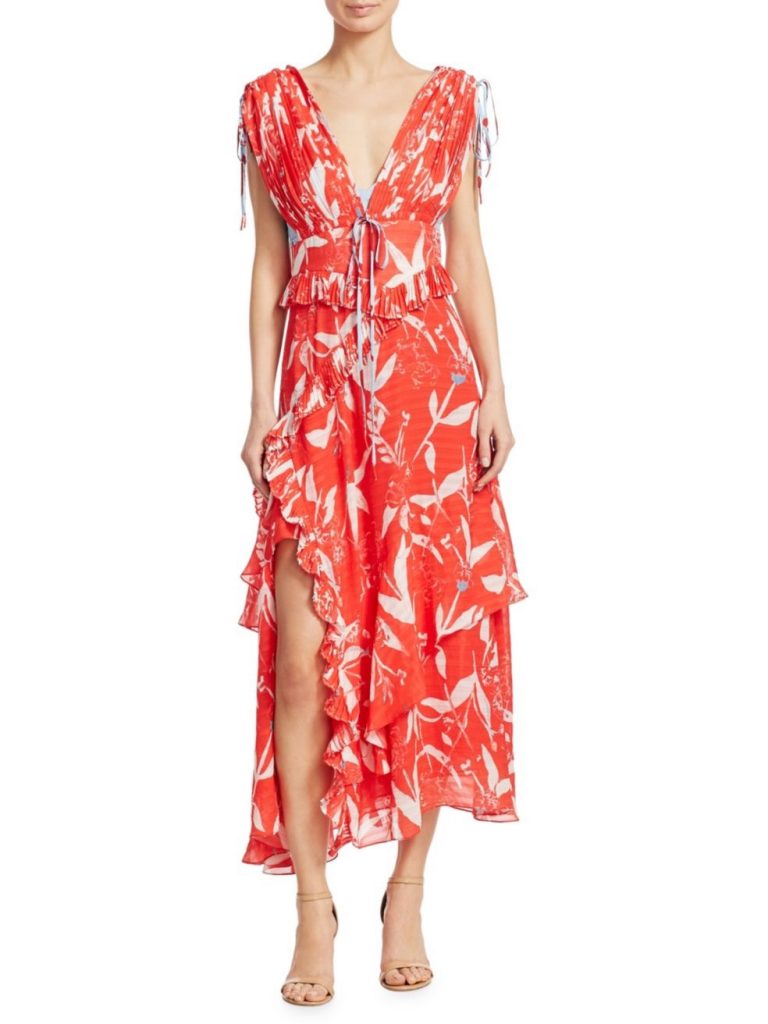 Spring trends: Giant floral and tropical prints, as in this Tanya Taylor Maxi Dress 