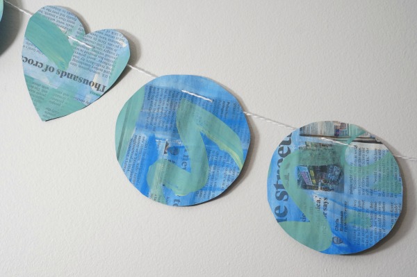 Earth Day crafts for kids: Newspaper Garland by Kitchen Counter Chronicle