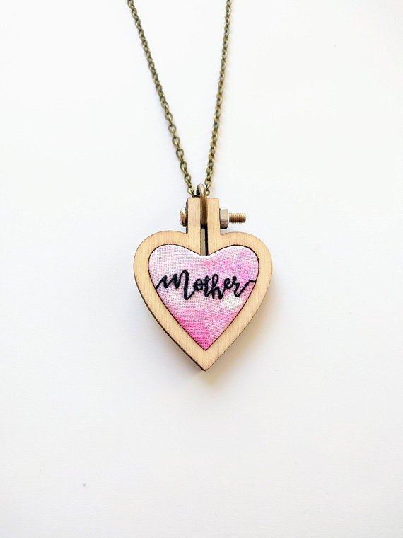 Hand embroidered mom pendant | Cool affordable Mother's Day gifts under $15