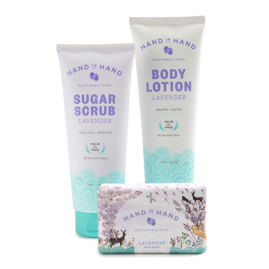 Hand in Hand gift set of sustainable lavender beauty products: Gifts that give back for Mother's Day | Cool Mom Picks