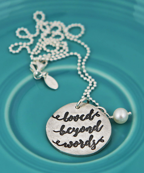 Mother's Day gift ideas for Stepmothers and Mothers-in-Law: Loved Beyond Words necklace from the Vintage Pearl