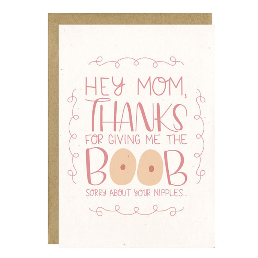 Funny Mother's Day Cards: Thanks For The Boobs Card by Little Lovelies Studio