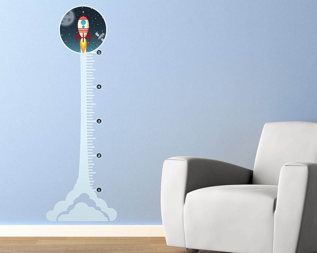 Modern growth charts: Rocket growth chart wall decal | Sticker Whale