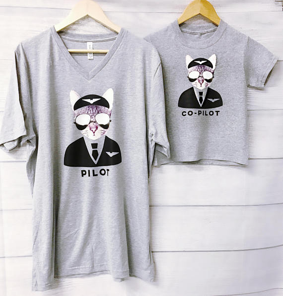 Daddy and me tees: Daddy and me cat pilot tees | Shop Rush Crush
