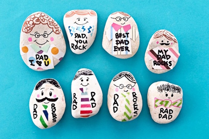 Creative DIY Father's Day gifts that kids can make: Father's Day Rock Paperweights by Hello Wonderful