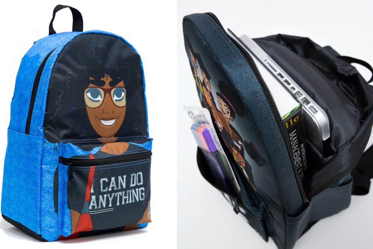 "I can do anything" backpacks from Blended Designs that features kids of color with different skin tones