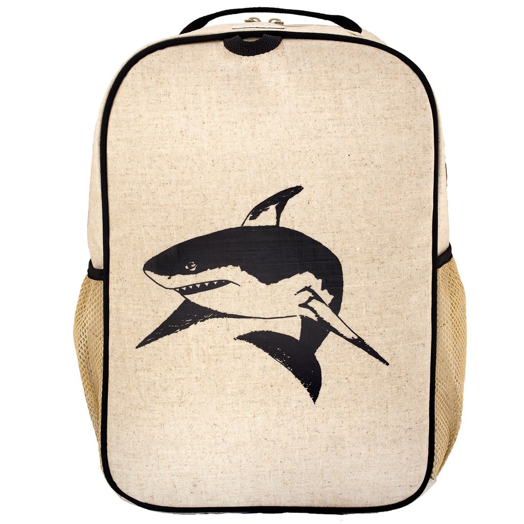 Black Shark preschool or grade school backpack from SoYoung: Coated linen is so durable!