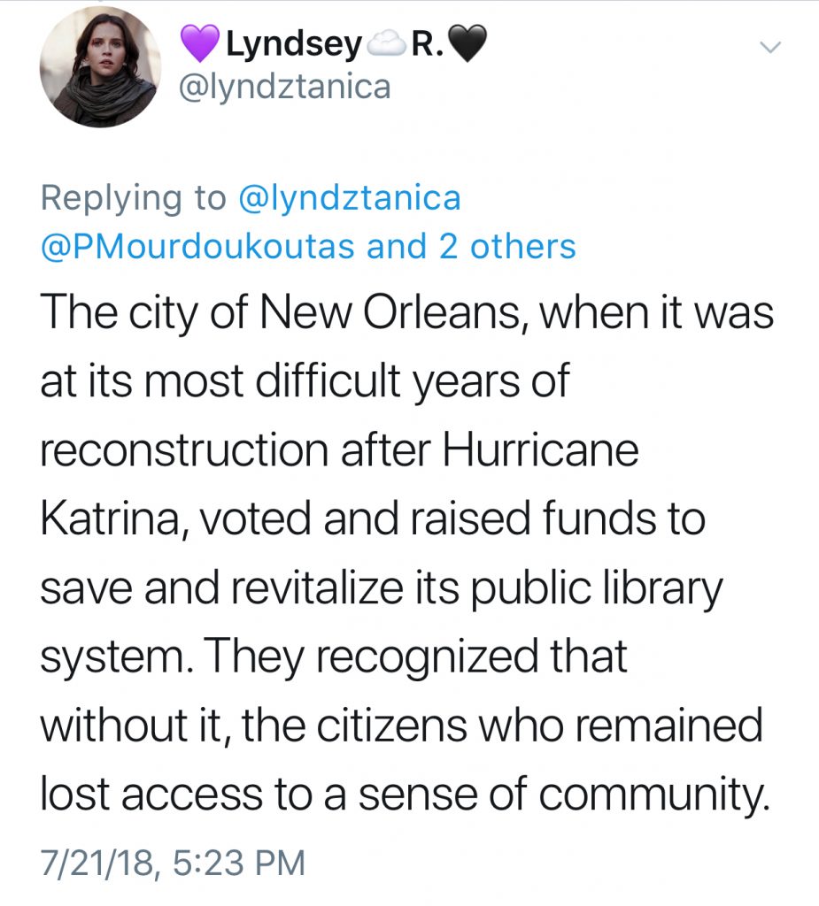 Why getting rid of libraries is a terrible idea: Tweet by Lyndztanica | mompicksprod.wpengine.com