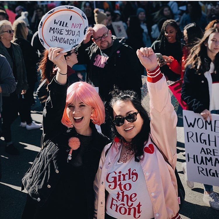 Skylar Yoo "Girls to the Front" t-shirt at the Women's March | profits support excellent causes