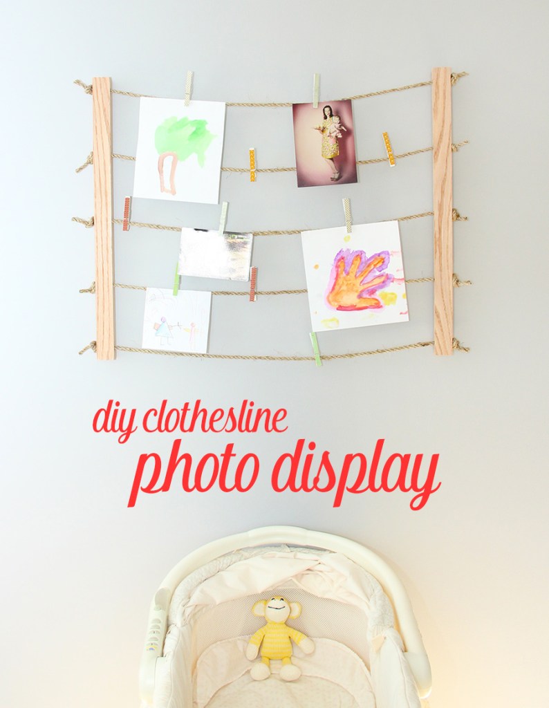 Creative ways to display kids' artwork: Clothesline photo display | Fresh Crush