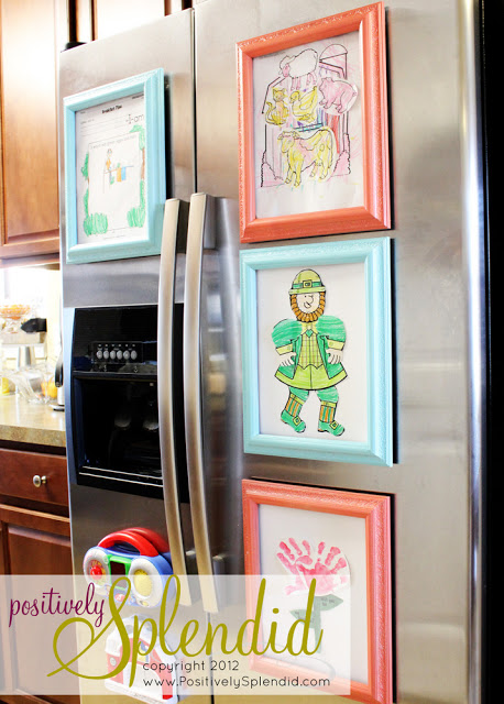 Creative ways to display kids' artwork: DIY magnetic refrigerator art frame tutorial via Positively Splendid