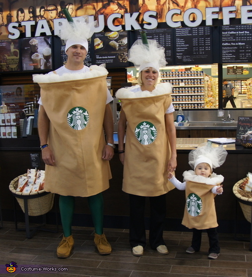 Family Halloween costume idea: Starbucks family Halloween costume via Costume Works
