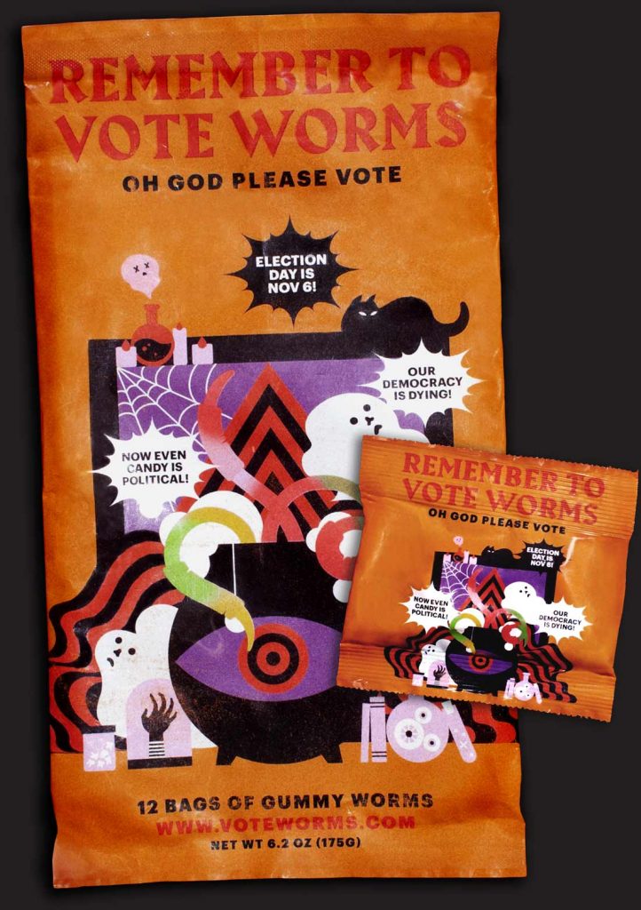 Cards Against Humanity is selling these genius "remember to vote" worms. Wait til you see the flavor names! 