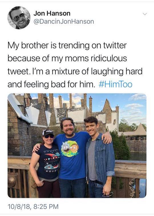John Hanson's response to his mom's viral #himtoo/#metoo post