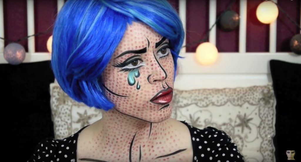 Lichtenstein Inspired Pop Art face paint video tutorial by Claire Dim