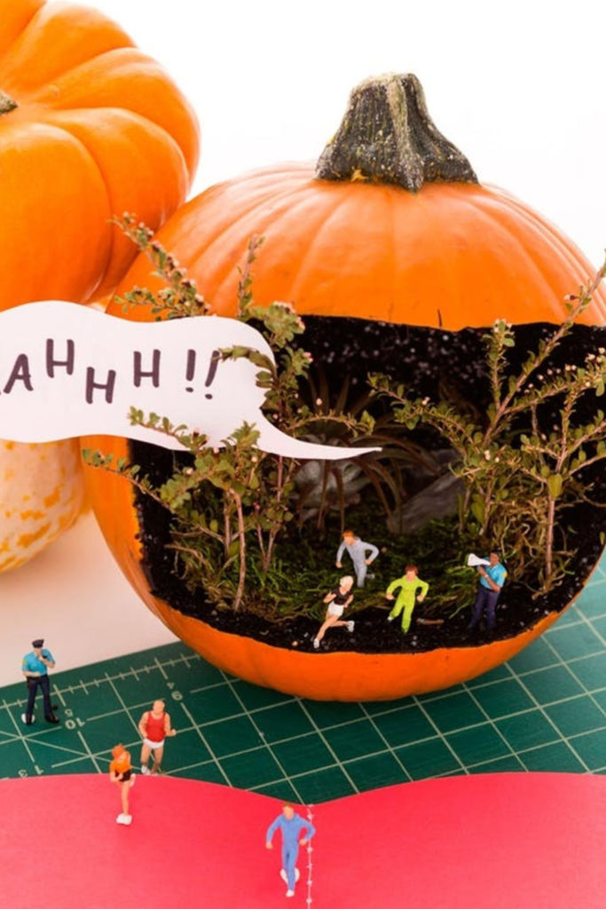 Stranger Thing pumpkin diorama is a cool Halloween craft for teens or adults | tutorial at Brit + Co